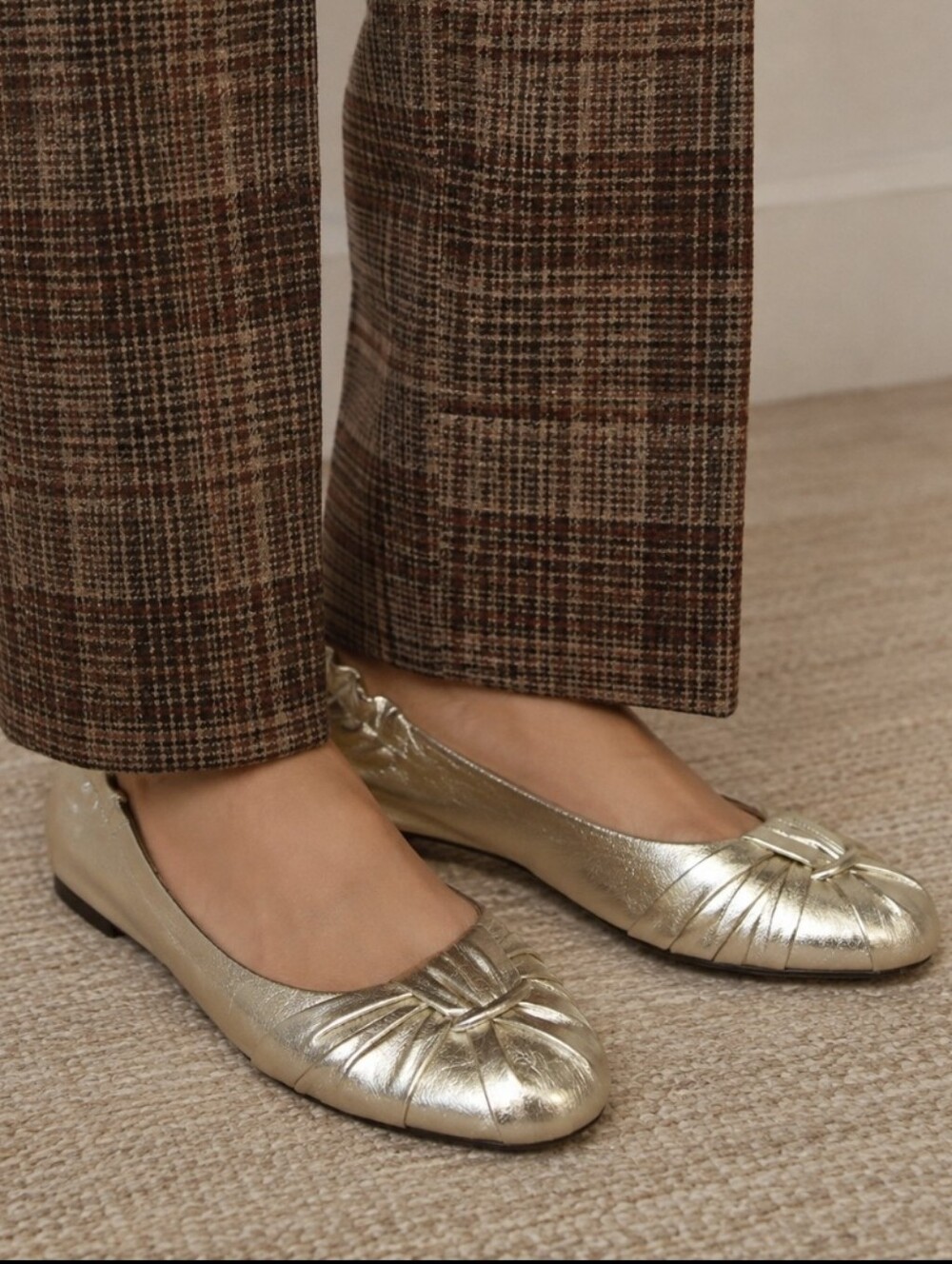 Staccato Gold Leather Ballet Flats Metallic Lulu Slip On Women’s Size 6, EU 36